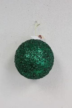 Supreme Glitter Ball Ornament Green (Box of 2) 6"D - Holiday Ornaments Merchandise