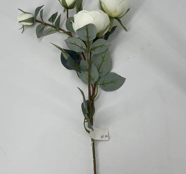 Supreme Rose Spray White 28" - Artificial Flowering Plants Silk