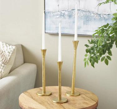 Gold Aluminum Taper Candle Holder (3 Sizes)
