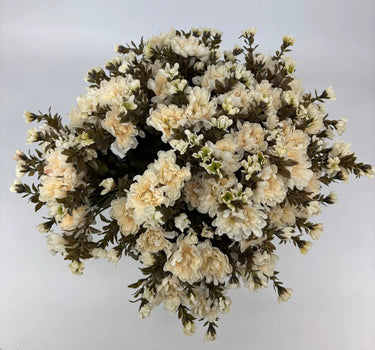 GSC Cream Mum - Potted w/ 2 Bushes - Artificial Flora Hanging Basket & Porch Pots