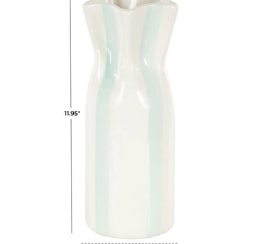 Light Blue/White Ceramic Vase 5"W x 12"H