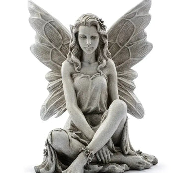 Resin Garden Sitting Fairy 13.25"H