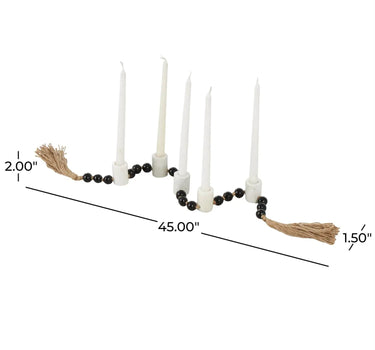 Black/White Marble Taper Candle Holder Garland 45"L
