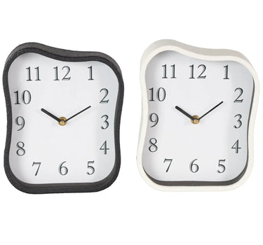Deco Marché Metal Textured Table Clock With Gold Accents (2 Asst) 7" x 9" - Desk Clocks Merchandise