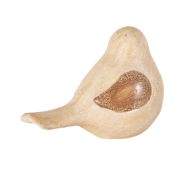 Deco Marché Cream Bird Garden Sculpture With Brown Accents 13" x 7" x 9" - Garden Sculptures Merchandise