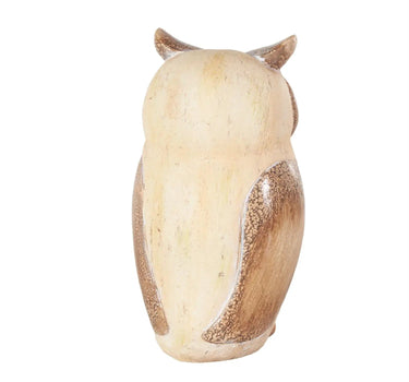 Deco Marché Cream Owl Garden Sculpture With Brown Accents 7" x 6" x 15" - Garden Sculptures Merchandise