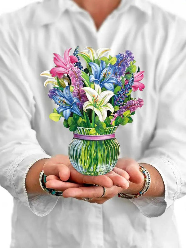 FreshCut Paper LLC Mini Lillies & Lupines Pop-Up Greeting Card - Greeting Cards Merchandise