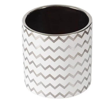 A&B Silver and White Zigzag Planter 5.5" x 5.5" - Planters Merchandise