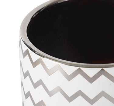 A&B Silver and White Zigzag Planter 5.5" x 5.5" - Planters Merchandise