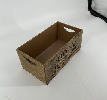 "Thyme" Nesting Wood Engraved Planter Lg 12"L