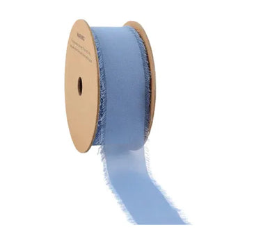 La Ribbons Frayed Edge Chiffon Ribbon Blue 1.5"W x 10yd - Velvet Ribbons Ribbon