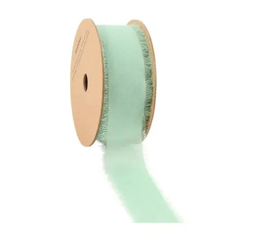 Ribbon La Ribbons light green frayed-edge chiffon, 1.5" x 10 yd spool