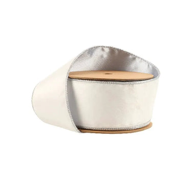 La Ribbons Lurex Wired Ribbon Silver 2 1/2" x 10Yd - Ribbons & Trim Ribbon