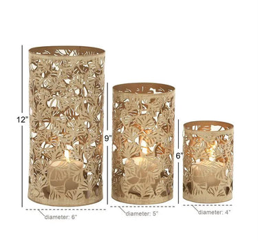 Gold Metal Tree Cutout Candle Lantern Large 12"