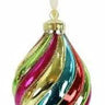 Direct Export Glass Swirl Ball or Drop Orn (2 Asst) Rainbow 4" - Holiday Ornaments Merchandise