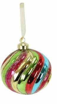 Direct Export Glass Swirl Ball or Drop Orn (2 Asst) Rainbow 4" - Holiday Ornaments Merchandise