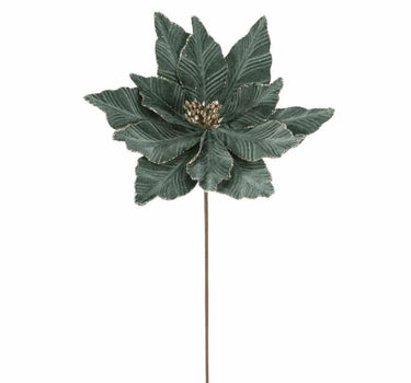 Direct Export Velvet Poinsettia Stem Dusty Green 22" - Artificial Flowering Plants Silk