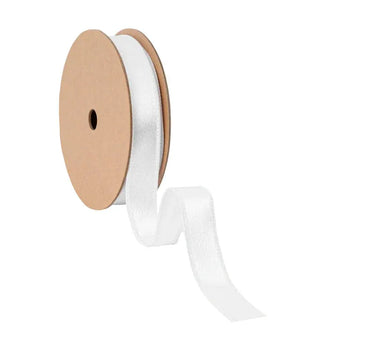 La Ribbons Wired Shimmer Satin Ribbon White with White Backing 1" x 10Yd - Satin Ribbons Ribbon