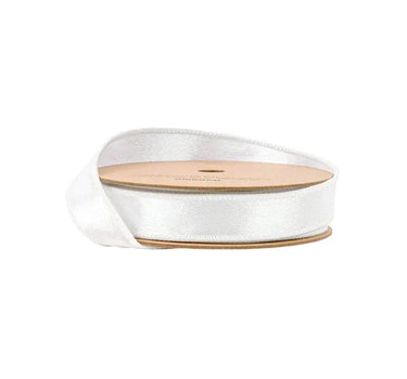 La Ribbons Wired Shimmer Satin Ribbon White with White Backing 1" x 10Yd - Satin Ribbons Ribbon