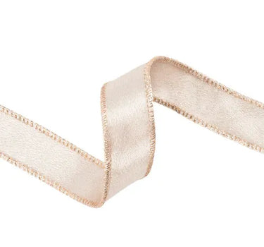 La Ribbons Shimmer Satin | Champagne with Champagne Backing Ribbon 1"Wx10yd - Satin Ribbons Ribbon