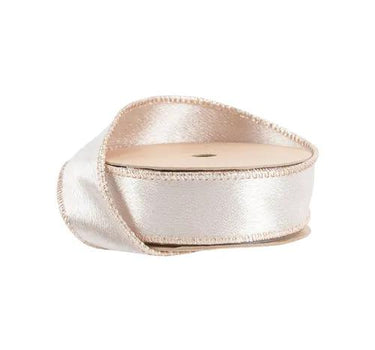 La Ribbons Shimmer Satin | Champagne with Champagne Backing Ribbon 1"Wx10yd - Satin Ribbons Ribbon