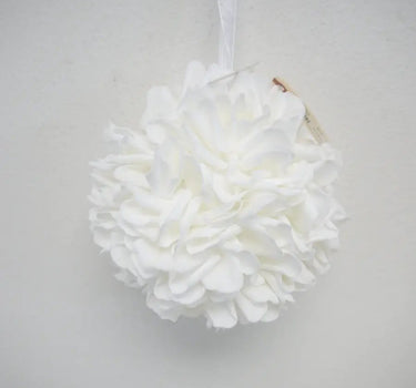 Supreme White Floral Ball Ornanment 9" - Uncategorized Silk