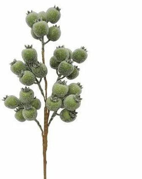 Direct Export Frosted Berry Spray Green 21" - Artificial Non-Flowering Plants Silk