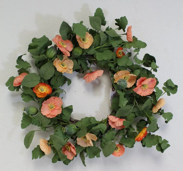 Poppy Wreath Coral 22"