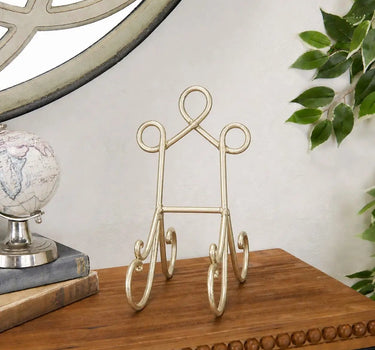 Gold Metal Scroll Easel 5"W x 11"H