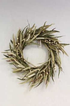 Supreme Berry/Astible Wreath Cream/Green 24" - Wreaths Silk