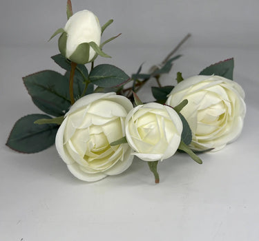 Supreme Rose Spray White 28" - Artificial Flowering Plants Silk