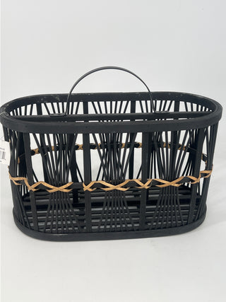 Woven Oval Basket Black 14"