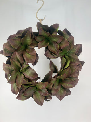 Magnolia Leaves Wreath Burgundy 28"