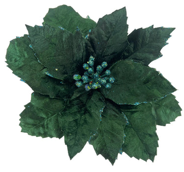 Supreme Glitter Velvet Poinsettia Stem Green 23'' - Uncategorized Silk