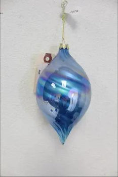 Supreme Glass Finial Ornament Blue 3x6" - Holiday Ornaments Merchandise