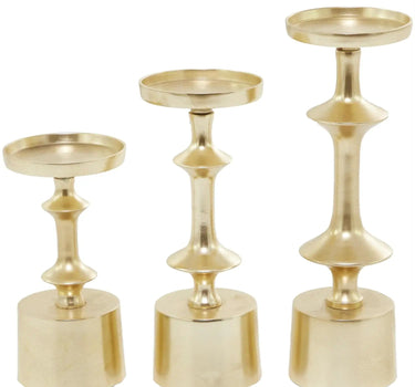 Deco Marché Gold Aluminum Metal Pillar Decorative Candle Holder - Candle Holders Merchandise