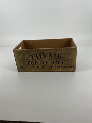 "Thyme" Nesting Wood Engraved Planter Lg 12"L