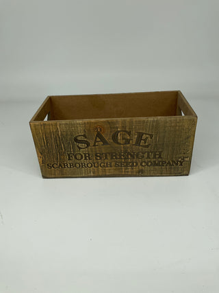 "Sage" Nesting Wood Engraved Planter Sm 10"L