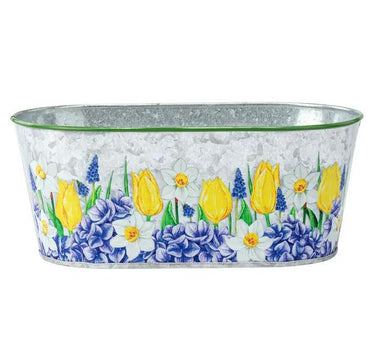 Napco Tulip/Daffodil Metal Planter 9.5"L x 4"H - Merchandise
