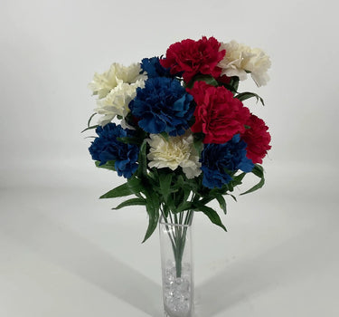 Golden Bell Carnation Bush Red/White/Blue 18" - Uncategorized Silk