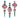 Striped vintage finial ornament trio by Raz, 8.5in glass with multicolor stripes and pink center accents