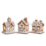 Raz lighted gingerbread house ornament set of 3, each 4.25 inches, warm glow from inside