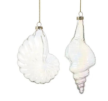 RAZ Iriedesent Sea Shell Ornaments (2 Asst) 7.25" - Holiday Ornaments Merchandise