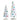 Two white bottle brush Christmas trees with multicolor ornaments, 13–16 inches