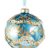 Gold Leaf Wrapped Blue Iridescent Ornament set of 3 by Raz, 4-5.5 in