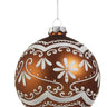 Ornate Gingerbread Ornament set of 3, 4-inch brown ornaments with white icing swirls