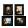 Spooky Nights mini gallery framed print set by Raz, four 6-inch Halloween art pieces in black frames