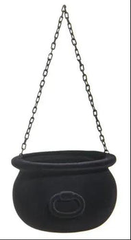 RAZ Black Flocked Cauldron Large 10" - Seasonal & Holiday Decorations Merchandise