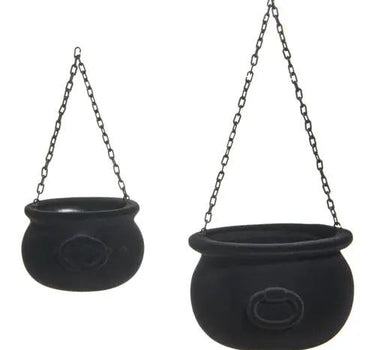 RAZ Black Flocked Cauldron Small - Seasonal & Holiday Decorations Merchandise