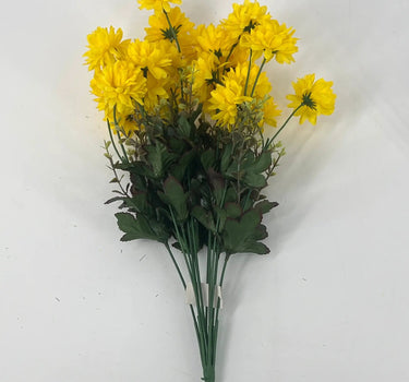 Fortune Mini Pompom Bush Yellow 19” - Silk